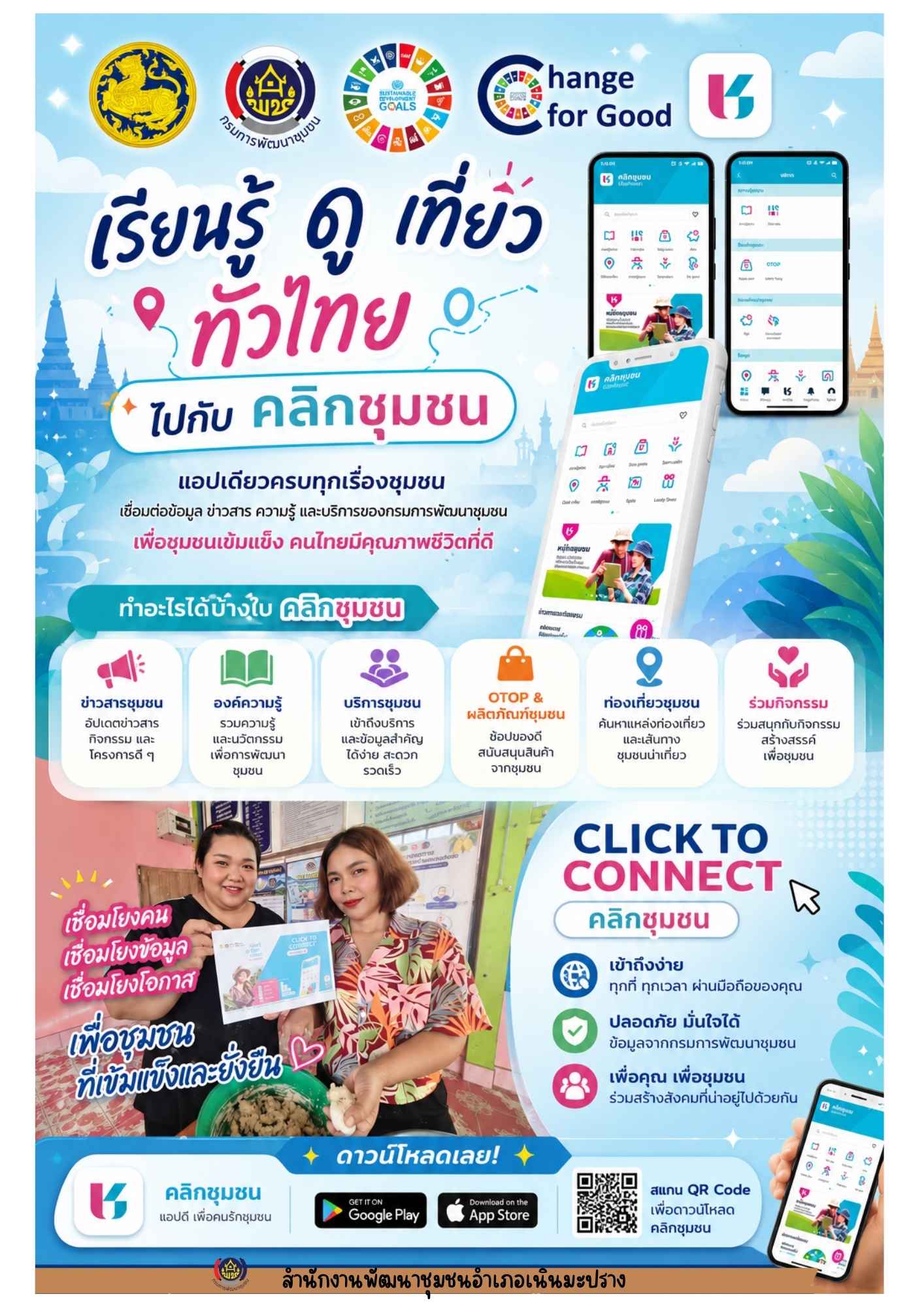 สพอ.เนินมะปราง ส่งเสริมการใช้ประโยชน์แอปพลิเคชัน "Click ชุมชน" 